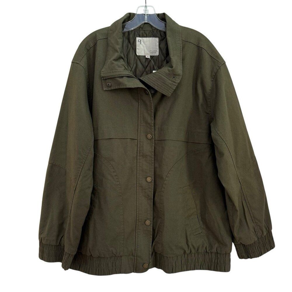 Anthropologie Pilcro Oversized Bomber Jacket Womens XL Moss Green Boho Lined NWT - Picture 6 of 14